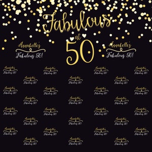 Fabulous 50 Birthday Personalized Photo Backdrop, 50th Birthday Photo Backdrop, Step and Repeat Photo Backdrop, Vinyl Custom Backdrop image 2