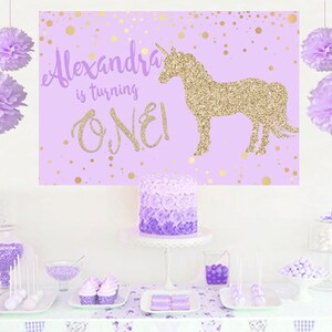 Unicorn Glitter Personalized Party Backdrop First Birthday Photo Backdrop Baby Shower Backdrop, Unicorn Backdrop, Printed Backdrop image 1