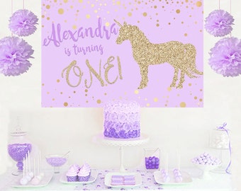 Unicorn Glitter Personalized Party Backdrop - First Birthday Photo Backdrop - Baby Shower Backdrop, Unicorn Backdrop, Printed Backdrop