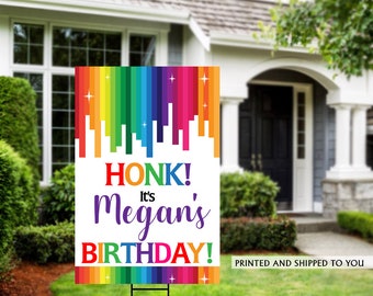 Honk Birthday Yard Sign | Quarantine Birthday | Birthday Yard Sign | Birthday Sign | 13th Birthday Yard Sign | Happy Birthday Sign | Rainbow