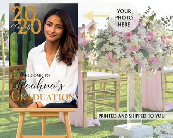 Class of 2020 Graduation Photo Welcome Sign - Grad Party Welcome Sign - Welcome Sign Congrats, Foam Board Sign, Graduation Canvas Party Sign