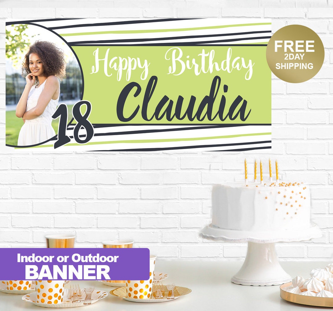 18th Birthday Banner | Personalized Banner | Photo Birthday Banner ...