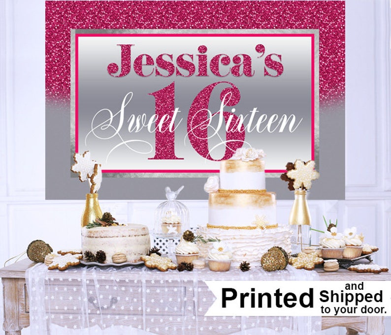 Sweet Sixteen Birthday Personalized Backdrop 16th Birthday Etsy