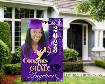 Class of 2023 Graduation Photo Yard Sign - High School Senior Welcome Sign - Welcome Sign Congrats, Grad Lawn Sign, Graduation Yard Sign