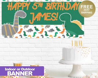 Happy Birthday Banner| Birthday Banner | Personalized Birthday Banner | Dinosaur Birthday Banner | Custom Banner | Indoor or Outdoor Banner