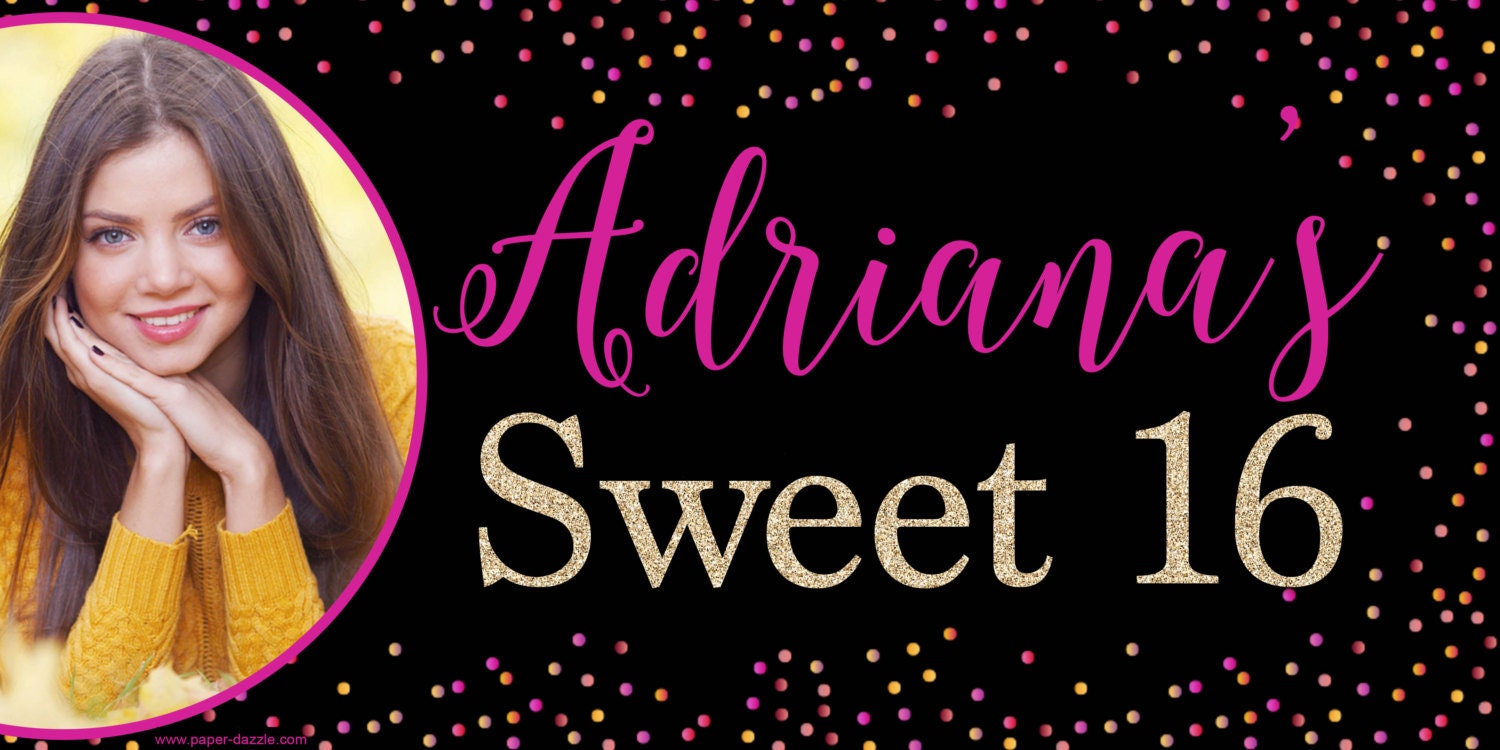 Sweet 16 Birthday Banner
 Sweet 16 Sparkle Personalized Banner