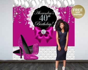 40th Birthday Photo Backdrop | Fashion Heels Photo Backdrop | 50th Birthday Backdrop | Printed Photo Booth Backdrop | Birthday Backdrop