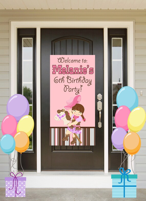 Cowgirl Birthday Door Banner Personalized Western Girl Etsy