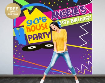 90's House Party Personalized Photo Backdrop | 90's Photo Backdrop | Hip Hop Birthday Backdrop | Backdrop | 30th Birthday Photo Backdrop