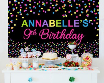 Bright Polka Dots Personalized Backdrop | Birthday Cake Table Backdrop | Sprinkles Photo Backdrop  |  Printed Backdrop | Birthday Backdrop