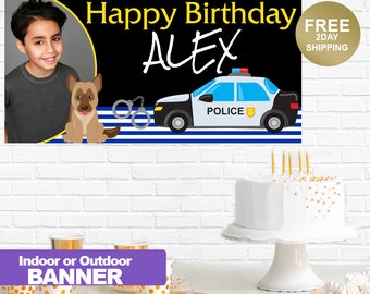 Canine Police Birthday Banner | Happy Birthday Banner | Police Birthday Banner | Printed Banner | Vinyl Banner | Indoor or Outdoor Banner