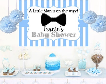 Little Man Photo Backdrop, Baby Shower Cake Table Backdrop, Bow Tie Backdrop, Birthday Backdrop, Little Gentleman Backdrop, Printed Backdrop