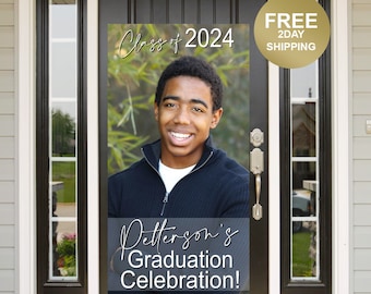 Grad Door Banner | Graduation Banner | Graduation Door Banner | Class of 2024 | Grad Photo Yard Banner | Pink Grad Banner | Congrats Grad