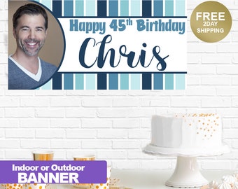 Birthday Photo Banner | Personalized Party Banner | Large Birthday Banner | 40th Birthday Banner, 50th Birthday Banner, Printed Vinyl Banner