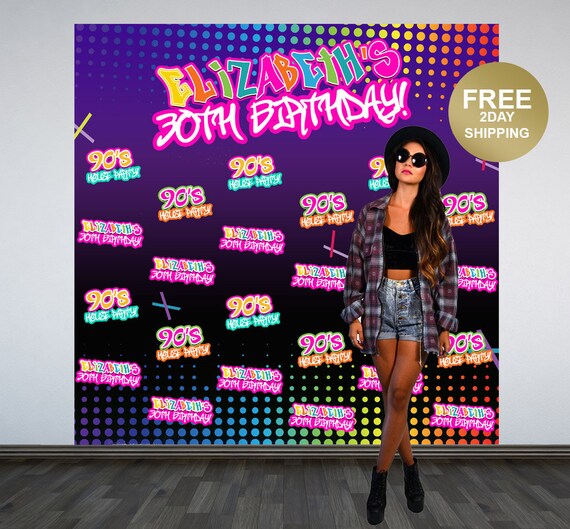 90 S House Party Personalized Photo Backdrop 30th Etsy