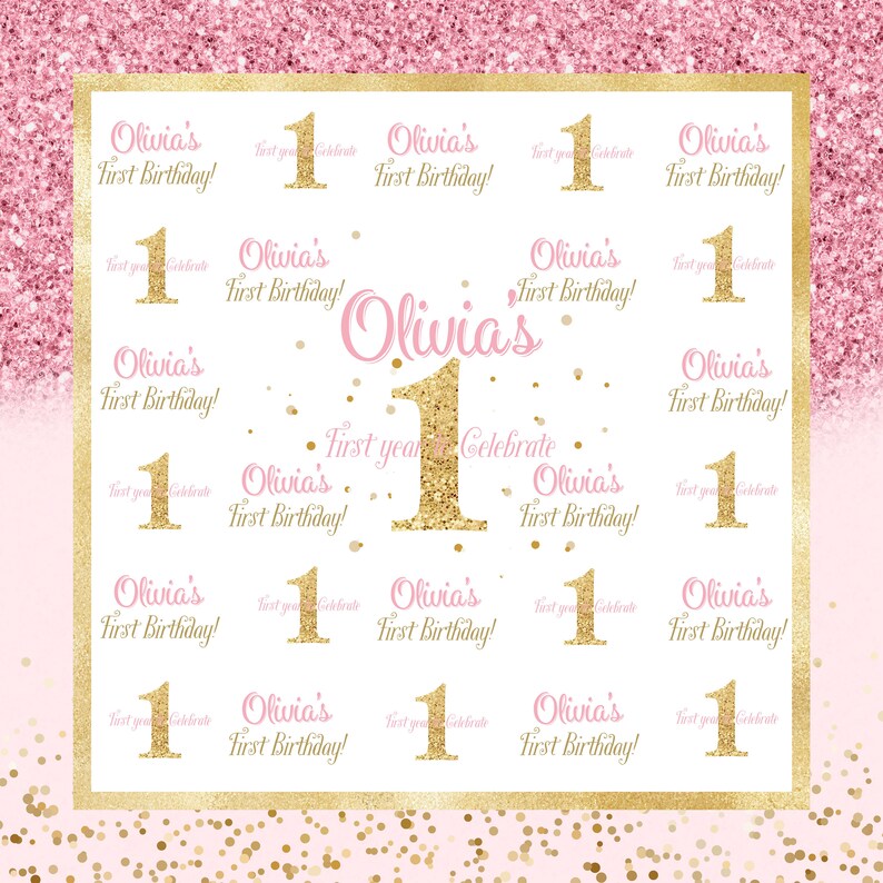First Birthday Personalized Photo Backdrop Birthday Backdrop 1st Birthday Photo Booth Backdrop Photo Backdrop Printed Vinyl Backdrop