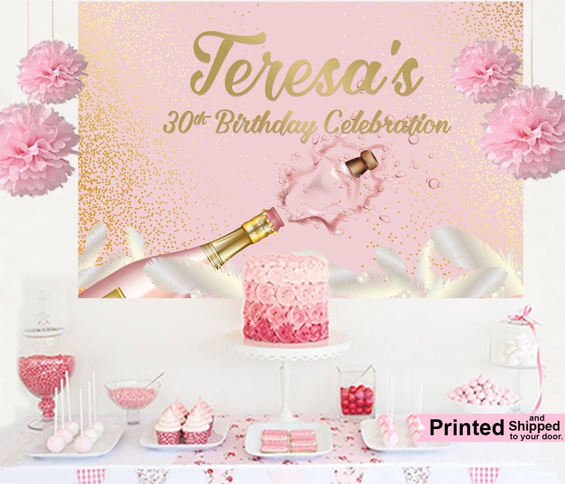 30th Birthday Personalized Party Backdrop - Birthday Cake Table