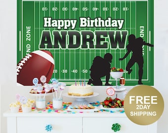 Football Personalized Photo Backdrop, Birthday Cake Table Backdrop, Football Player Party Backdrop, Printed Vinyl Backdrop - Sports Backdrop