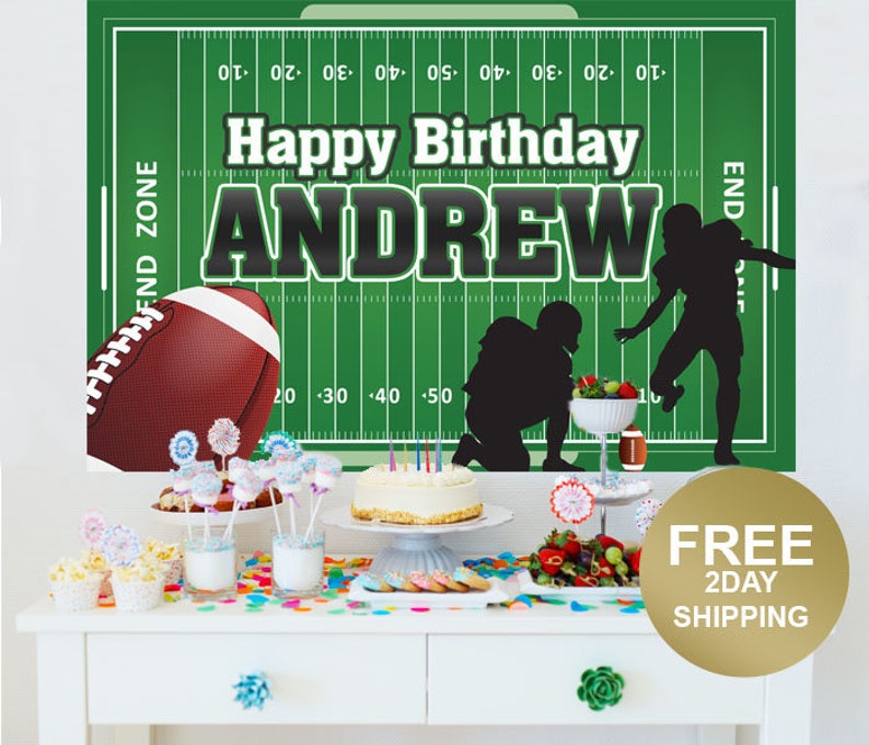 Printed Vinyl Backdrop Birthday Cake Table Backdrop Football Player Party Backdrop Football Personalized Photo Backdrop Sports Backdrop