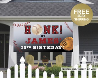 Baseball Birthday Banner | Personalized Birthday Banner | Sports Outdoor Banner | Birthday Banner | Quarantine Birthday Banner, Lawn Banner