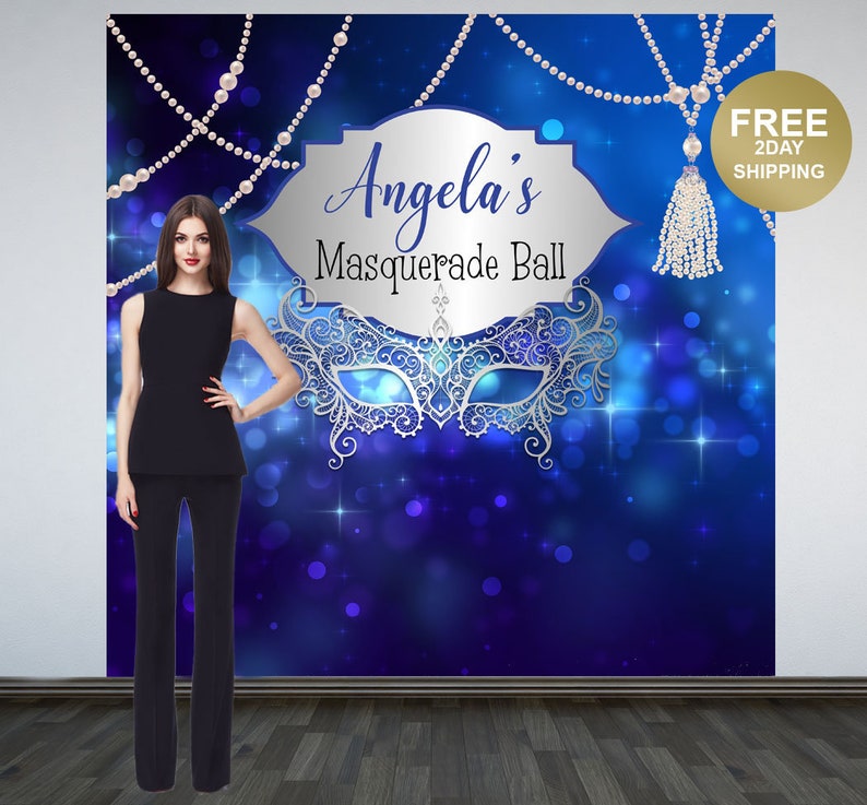 Masquerade Party Photo Backdrop Masquerade Mask Photo Backdrop Step and Repeat Backdrop 21st Birthday Backdrop 16th Birthday Backdrop