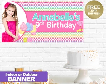 Candyland Birthday Banner | Candy Birthday Banner | Happy Birthday Banner | Vinyl Banner | Custom Birthday Banner | Photo Banner