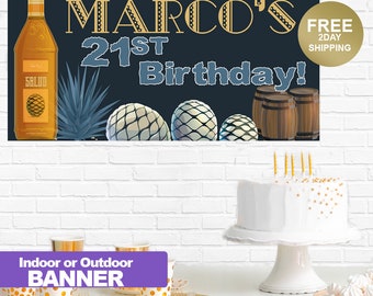 Happy Birthday Banner| Birthday Banner | Personalized Birthday Banner | 21st Birthday Banner | Indoor or Outdoor Banner | Tequila Banner