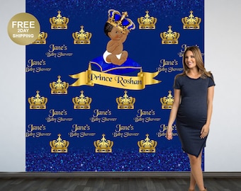 Royal Baby Shower Personalized Photo Backdrop | Royal Prince Photo Backdrop | Step and Repeat Backdrop | Little Prince Printed Backdrop