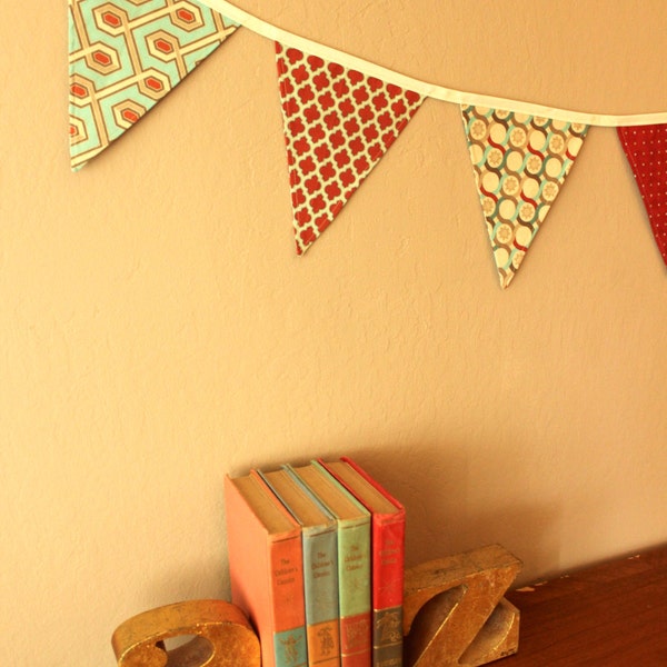 Flag Banner in Reds, Blues, Browns // READY TO SHIP