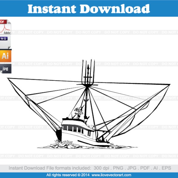 Shrimp boat Clipart, Commercial Free Use, vector graphics, clip art, images - Favorite on instagram tumblr pinterest facebook twitter