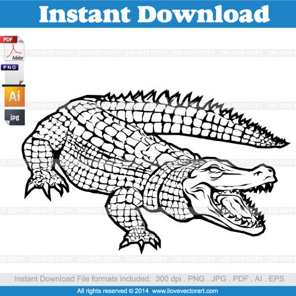 Alligator Clipart, Commercial Free Use, vector graphics, clip art, images - Favorite on instagram tumblr pinterest facebook twitter