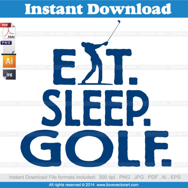 Eat Sleep Golf clipart, commercial use, vector graphics, clip art, images - Favorite on instagram tumblr pinterest facebook twitter
