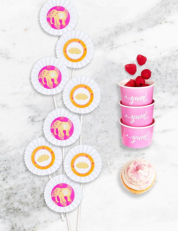 Bollywood Party Cupcake Toppers With Cups Princess Jasmine Etsy