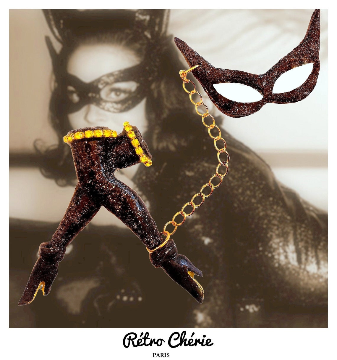 CATWOMAN BROOCH Legs Brooch One of a Kind Jewelry Signed Etsy