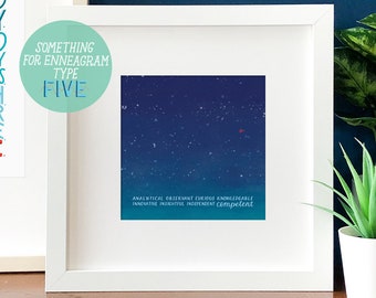 Competent Enneagram Five 6x6 Abstract Art Print | Mindfulness Gift | Self Care Gift | Self Love | Affirmation