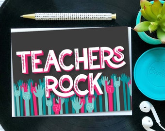 Teachers Rock Greeting Card | Teacher Appreciation | Teacher Gifts | Thank You Card | Thank You Gift