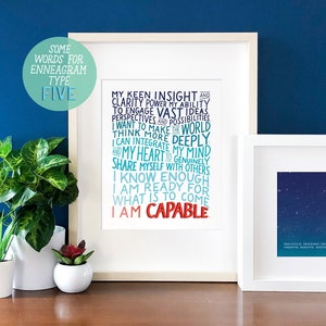 I Am Capable Enneagram Five 8x10 Art Print Mindfulness Gift Self Care Gift Self Love Affirmation image 1