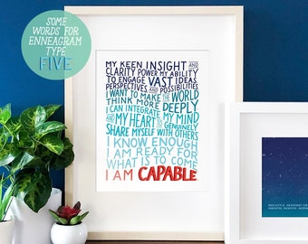 I Am Capable Enneagram Five 8x10 Art Print | Mindfulness Gift | Self Care Gift | Self Love | Affirmation