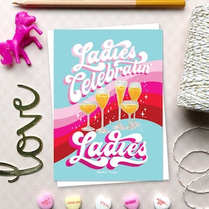 Galentines Day Celebratin Ladies Greeting Card | Parks and Recreation | Parks and Rec | Leslie Knope | Ron Swanson