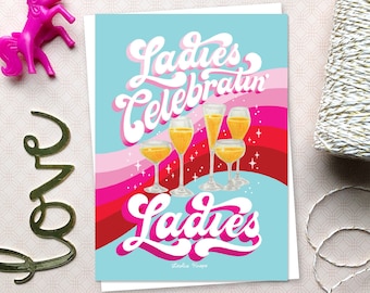 Galentines Day Celebratin Ladies Greeting Card | Parks and Recreation | Parks and Rec | Leslie Knope | Ron Swanson