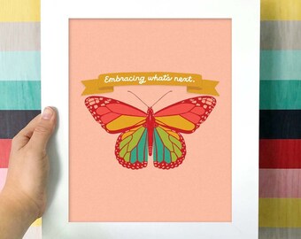 Embracing What's Next (red) 8x10 Art Print | Self Care | Body Positive | Fat Positive | Self Care Kit | Affirmation Cards | Mental Health