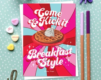 Galentines Day Breakfast Style Greeting Card | Parks and Recreation | Parks and Rec | Leslie Knope | Ron Swanson