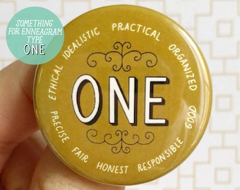 Enneagram One Button Badge | Encouragement Gift | Self Love | Self Care Gift |  Mindfulness Gift