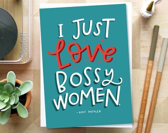 Feminist Bossy Women Greeting Card | Leslie Knope | Parks and Recreation | Encouragement Cards