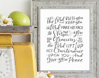 benediction digital download print // christian print // liturgy print // the lord bless you and keep you print // instant download