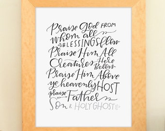 Doxology Art Print | Bible Verse Prints | Baptism Gift | Graduation Gift | Nursery Decor | Christian Wall Art