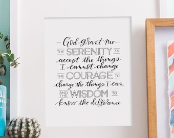 Serenity Prayer Art Print | Mindfulness Gift | Mental Health | Self Care | Bible Verse Prints