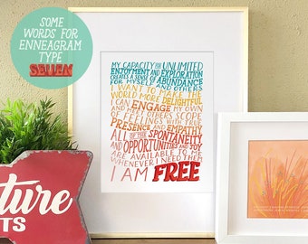 I Am Free Enneagram Seven 8x10 Art Print | Mindfulness Gift | Self Care Gift | Self Love | Affirmation