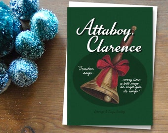 It's a Wonderful Life Attaboy Clarence Christmas Card | Funny Christmas Card | Cute Christmas Card | Wife Christmas Card