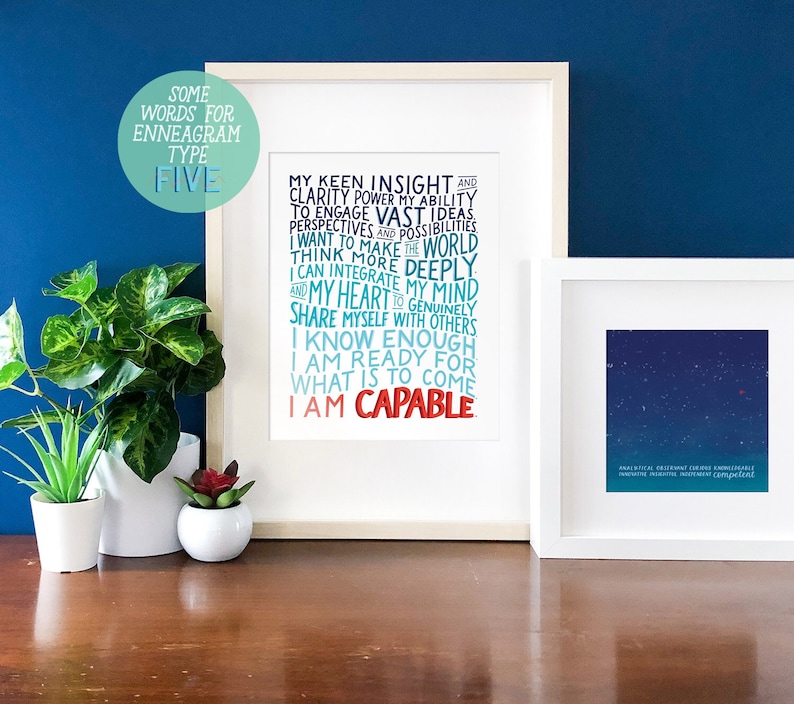 I Am Capable Enneagram Five 8x10 Art Print Mindfulness Gift Self Care Gift Self Love Affirmation image 1